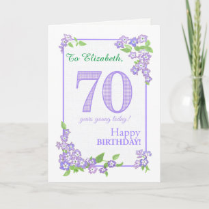 Nombre personalizado 70º cumpleaños con tarjeta de