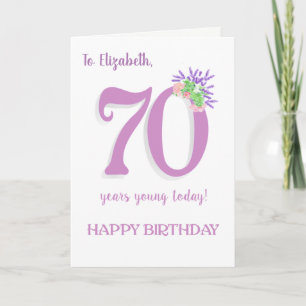 Nombre personalizado 70º cumpleaños con tarjeta de