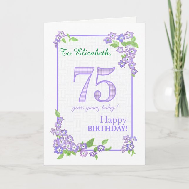 Nombre personalizado 75º cumpleaños con tarjeta de (Anverso)