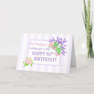 Nombre personalizado 80º cumpleaños con tarjeta de