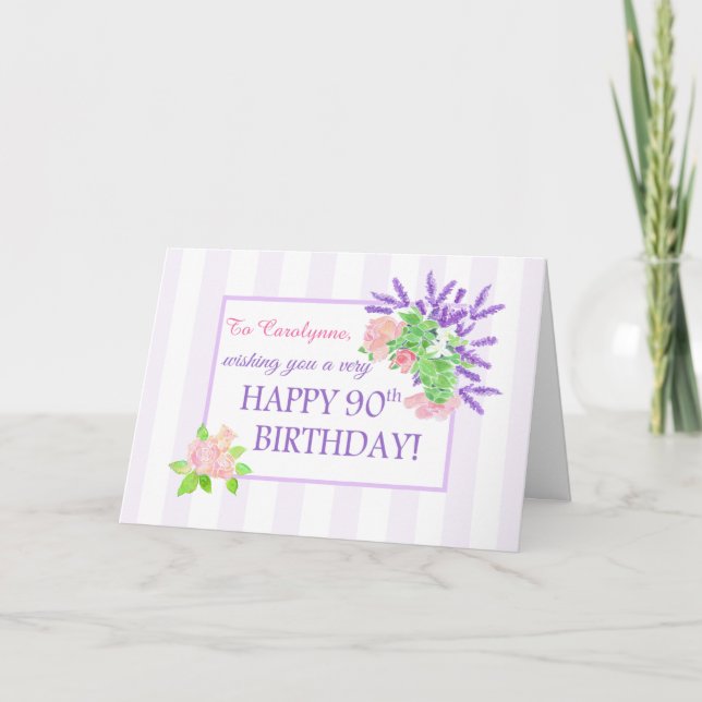 Nombre personalizado 90º cumpleaños con tarjeta de (Anverso)