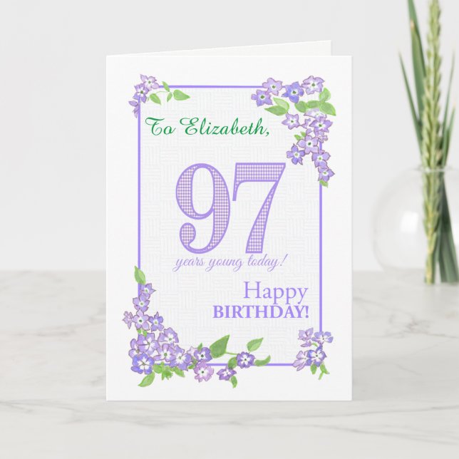 Nombre personalizado 97º cumpleaños con tarjeta de (Anverso)