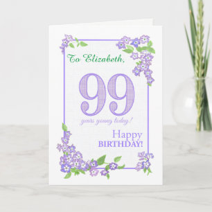 Nombre personalizado 99º cumpleaños con tarjeta de