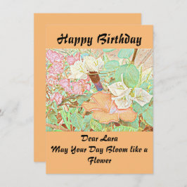Nombre personalizado acuarela Peach Birday Card