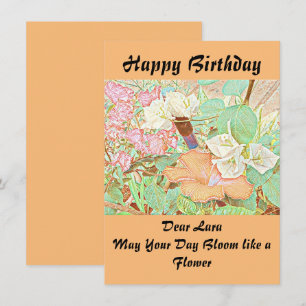 Nombre personalizado acuarela Peach Birday Card