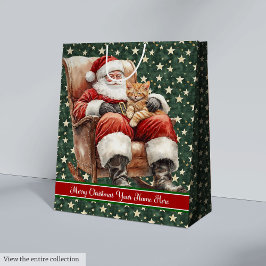 Nombre personalizado acuarela Santa Claus Bolsa de