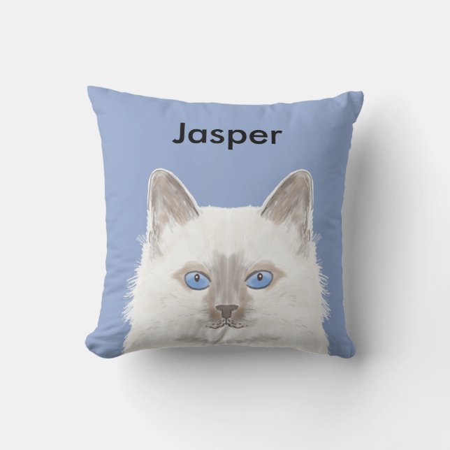 Nombre personalizado: almohada de gato blanco - re (Anverso)
