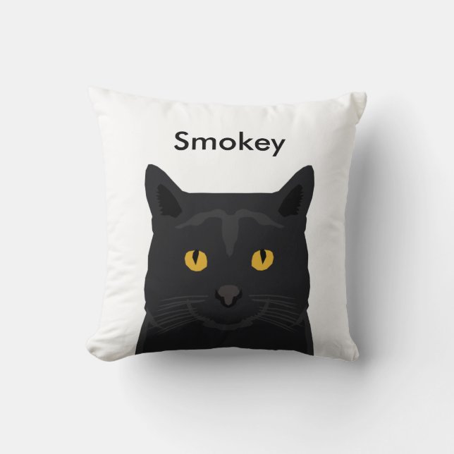 Nombre personalizado almohada de gato - gato negro (Anverso)