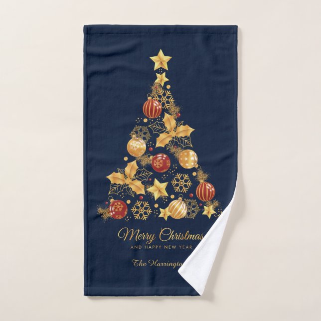 Nombre personalizado Árbol de Navidad decorativo (Toalla de mano)