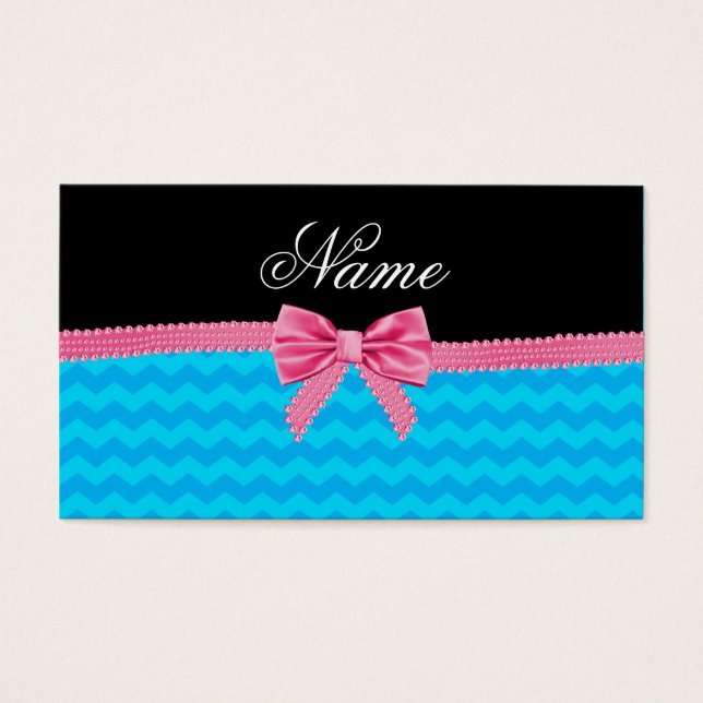 Nombre personalizado azul cielo chevrs arco rosa (Frente)