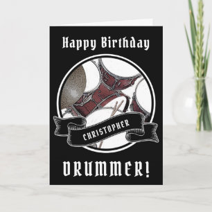 Nombre Personalizado Baterista Tarjeta de cumpleañ