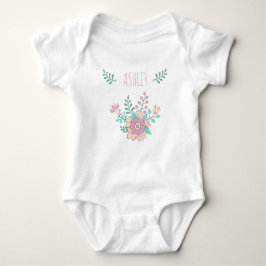 Nombre personalizado Bebé Floral Chica Jersey Body