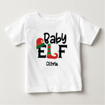 Nombre personalizado Bebé Navidades elf camiseta