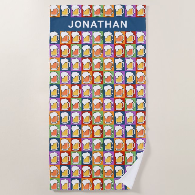 Nombre personalizado BeER Pop Art toalla de playa (Anverso)