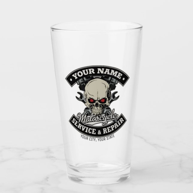NOMBRE Personalizado Biker Mechanic Skull Motorcyc (Anverso)