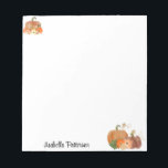 Nombre personalizado Bloc de notas de las calabaza<br><div class="desc">Papel de rótulos de nombre personalizable con calabazas de otoño pintadas con purpurina falso.</div>