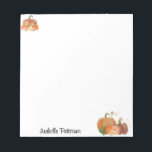 Nombre personalizado Bloc de notas de las calabaza<br><div class="desc">Papel de rótulos de nombre personalizable con calabazas de otoño pintadas con purpurina falso.</div>