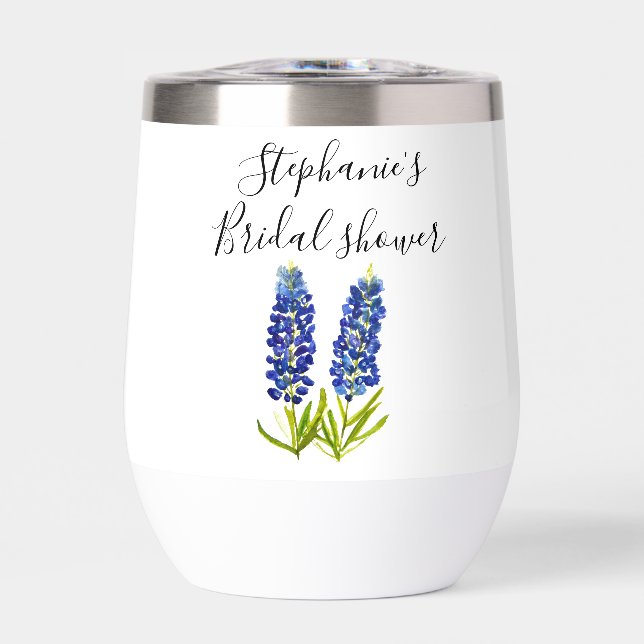 Nombre personalizado Bluebonnets Ducha de novia fl (Frente)