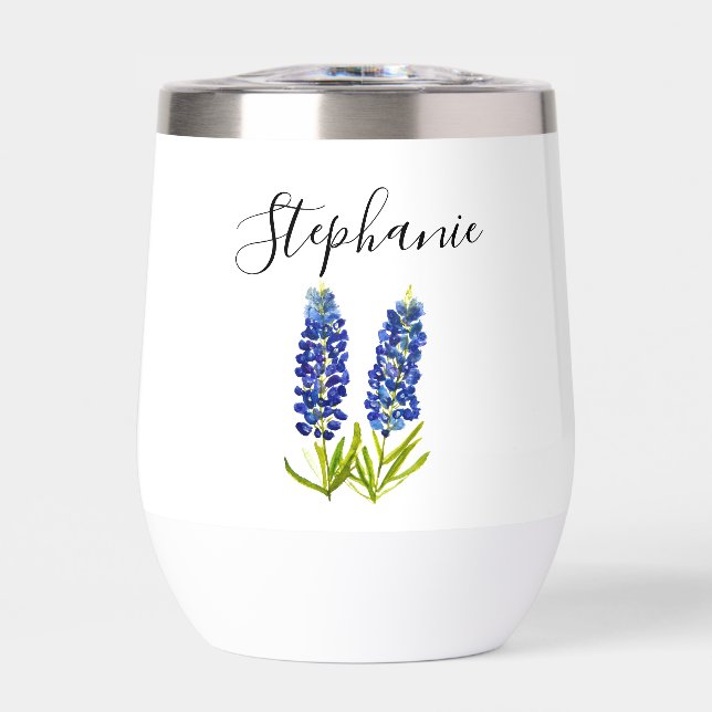 Nombre personalizado Bluebonnets Monograma floral (Frente)