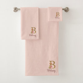 Nombre personalizado Blush rosas rosadas hoja dora