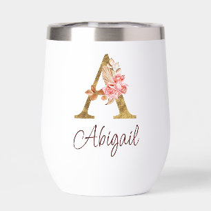 Nombre personalizado Blush rosas rosadas hoja dora