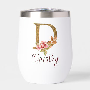 Nombre personalizado Blush rosas rosadas hoja dora