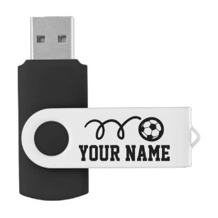 Nombre personalizado bola de fútbol USB pluma flas