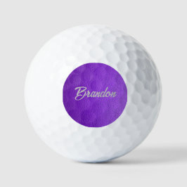 Nombre personalizado bolas de golf de cuero púrpur