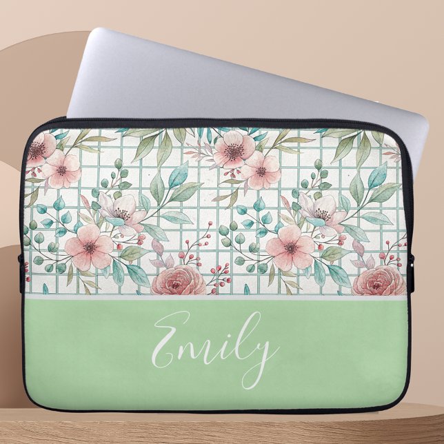 Nombre personalizado Bolsa de Electrónica Floral (floral custom name electronic bag)