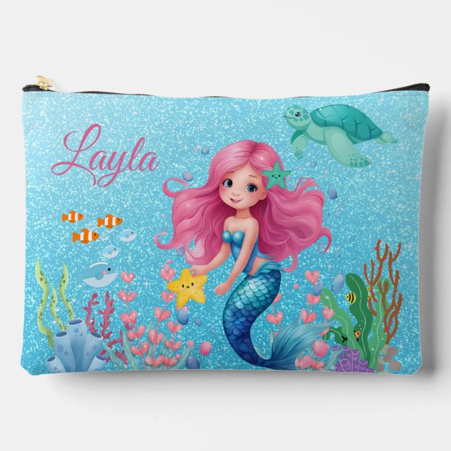 Nombre personalizado Bolsa de maquillaje de Sirena (Anverso)