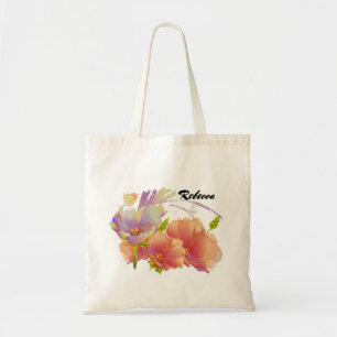 Nombre personalizado   Bolsas de tote acuarela Flo