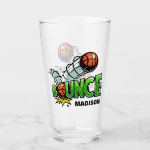 Nombre personalizado BOUNCE Vidrio de pinta de bal