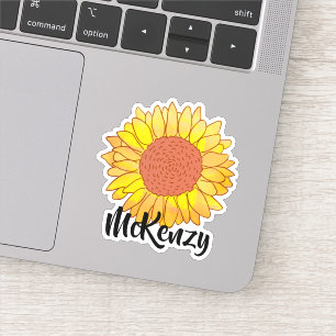 Nombre personalizado brillante Pegatina girasol
