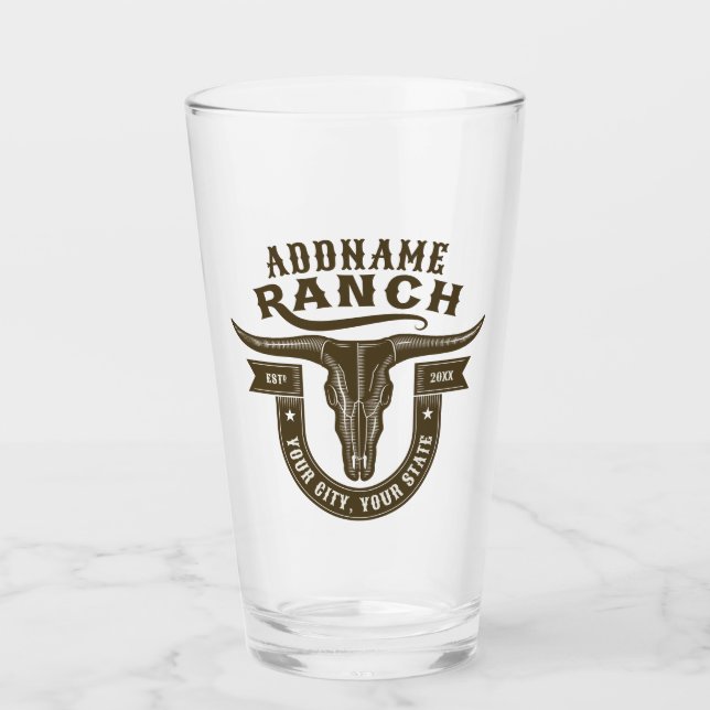 NOMBRE Personalizado Bull Steer Skull Western Ranc (Anverso)