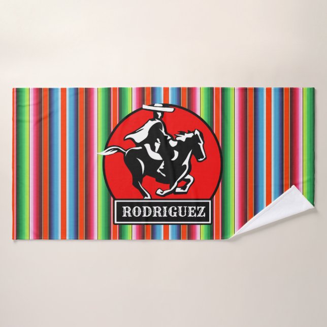 NOMBRE personalizado Carro Caballo Español Serape (Toalla de baño)