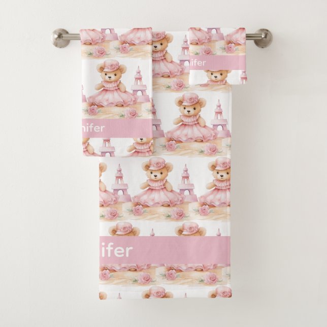 Nombre Personalizado Chica De Oso De Teddy Rosa Co (In situ)