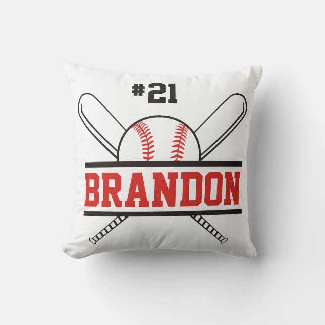Nombre personalizado Cojín decorativo Bats de béis (Anverso)