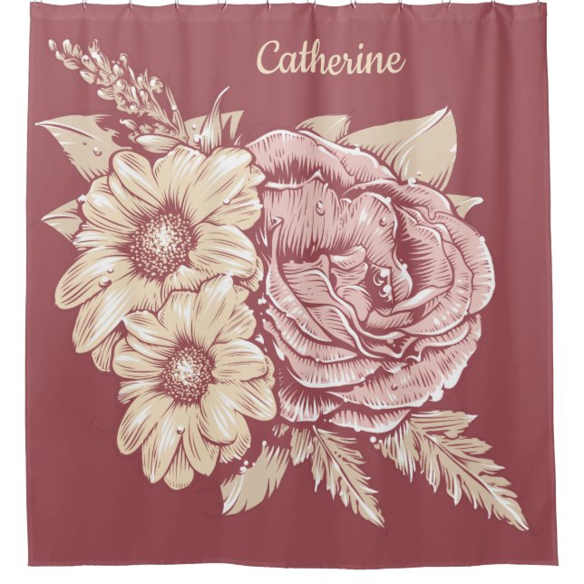 Nombre personalizado Cortina de ducha de Ilustraci (Anverso)