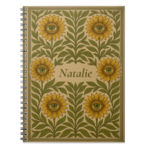 Nombre personalizado Cuaderno de Floral de girasol