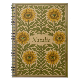 Nombre personalizado Cuaderno de Floral de girasol