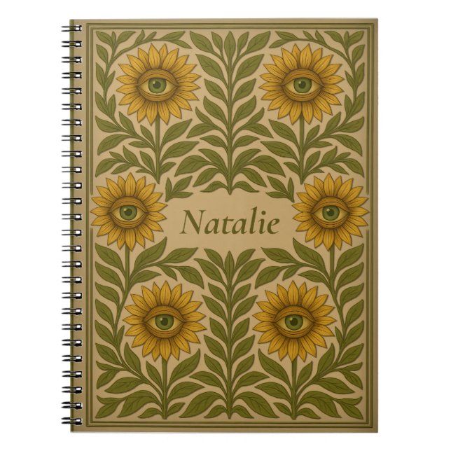 Nombre personalizado Cuaderno de Floral de girasol (Frente)