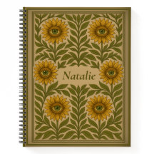 Nombre personalizado Cuaderno de Floral de girasol