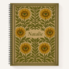 Nombre personalizado Cuaderno de Floral de girasol