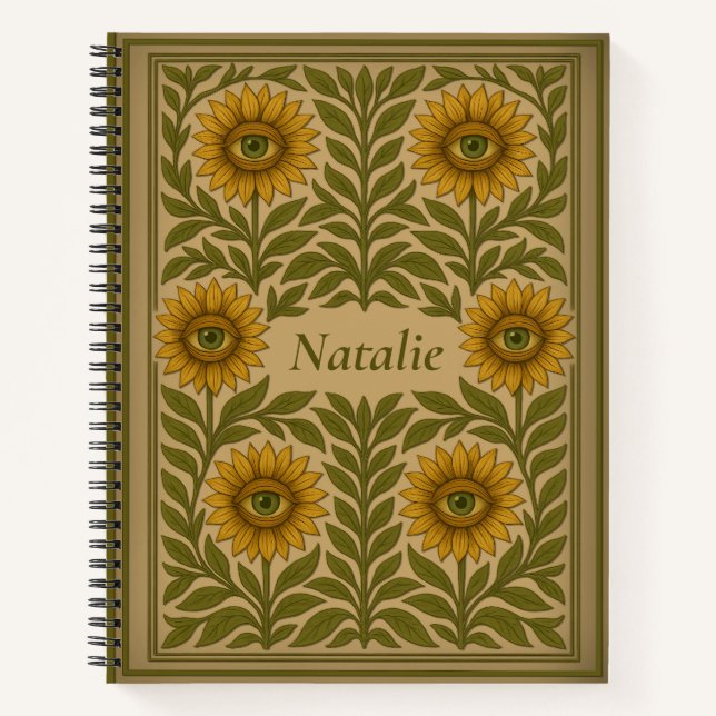Nombre personalizado Cuaderno de Floral de girasol (Anverso)