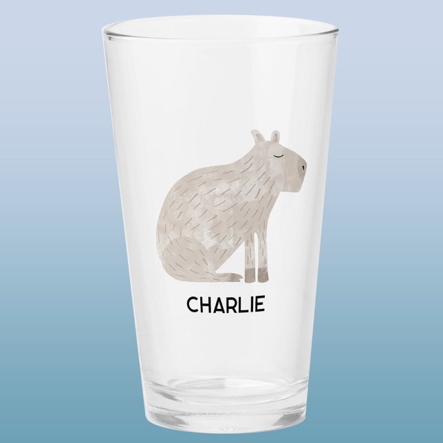 Nombre personalizado de Capibara (Fun Capybara personalized name glass tumbler or beer glass)