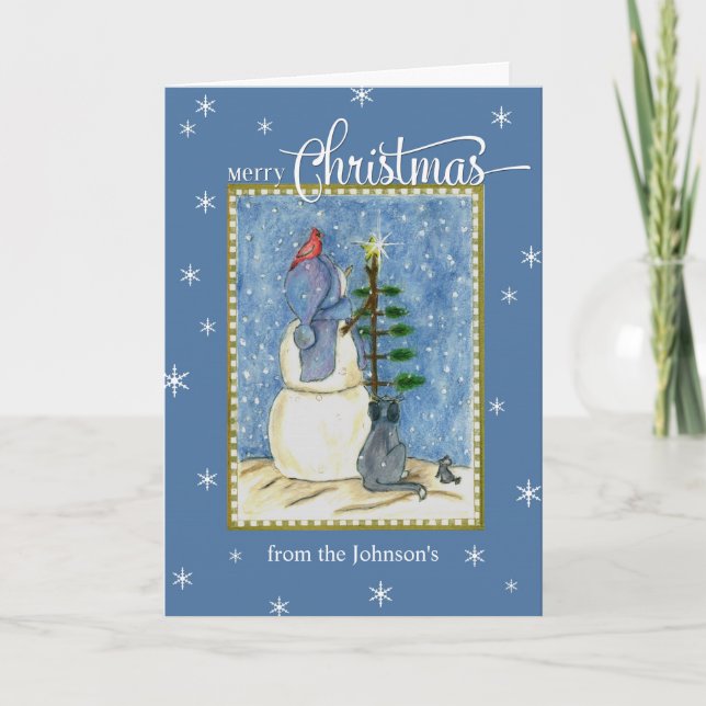 Nombre personalizado de Feliz Navidad Snowman (Anverso)