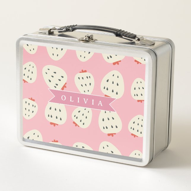 Nombre Personalizado de Fresa Rosa Lindo para Chic (Anverso)