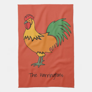Nombre personalizado de gallo y toalla de cocina a