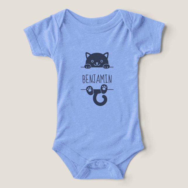 Nombre personalizado de gato negro de corte (Diseño delantero )