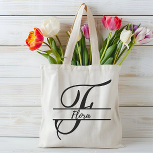 nombre personalizado de la bolsa de tote, letra pe